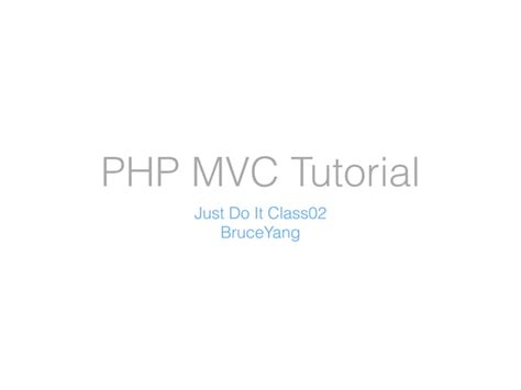 PHP MVC Tutorial 2 PPT