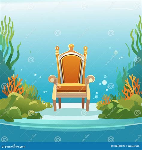 Royal Throne in the Sea. Vector Illustration of a Cartoon Style Stock Vector - Illustration of
