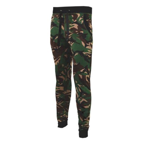 Mens Skinny Camo Joggers Trackies Slim Cuffed Jogging Bottoms Army