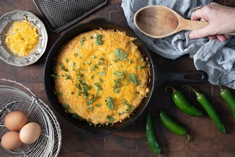 Skillet Jalapeño Cornbread with Cheddar is cheesy spicy good