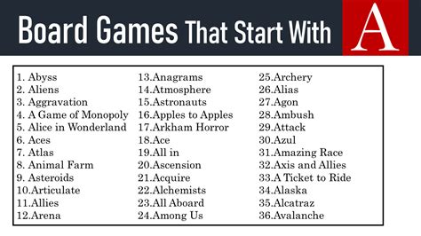 50 Board Games That Start With A EngDic