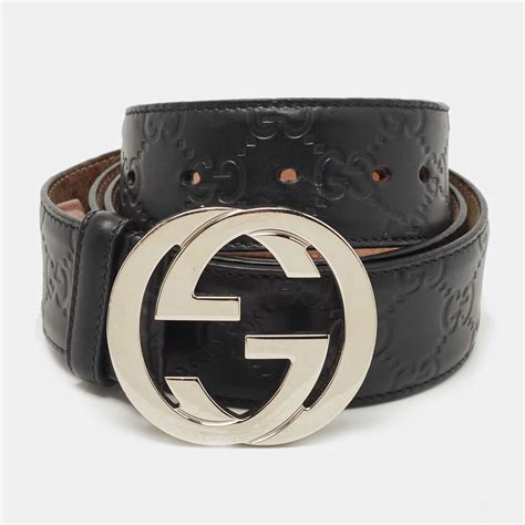 Gucci Guccissima Black Leather Interlocking G Buckle Belt Gucci | The ...