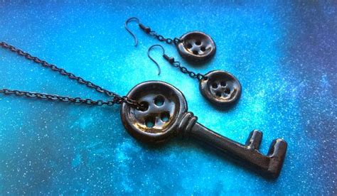 Handmade Coraline Button Key Necklace And By Indigodreamerdesigns