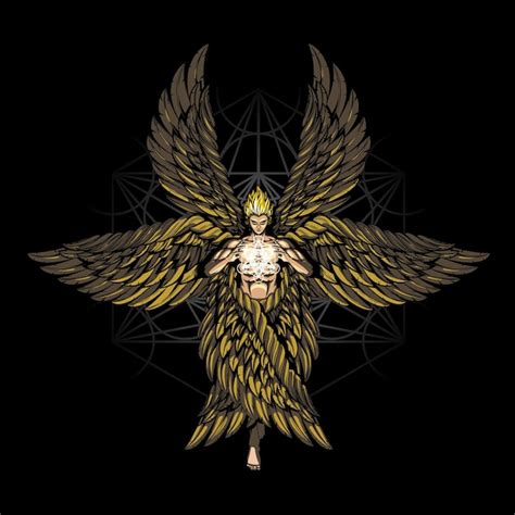 Arcángel Metatron Ilustración De Cuerpo Completo Vector Premium