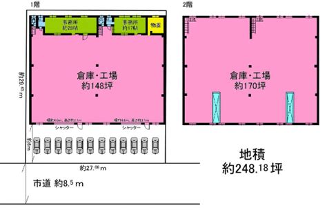 【アットホーム】美原区木材通1丁目 貸倉庫事務所 2階建て1棟貸 駐車場有 1階～2階部分（提供元：workdesign 光栄株）｜堺市