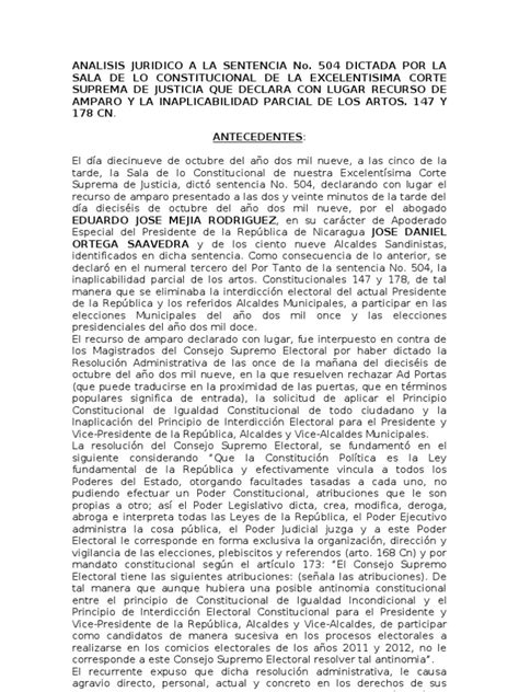 Sentencia De La Corte Suprema De Justicia Alcalde Constitución