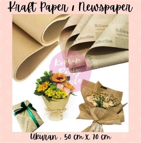 Korean Kertas Bunga Flower Wrapping Ecer Murah Kraft Paper Newspaper