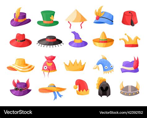 Funny cartoon hats vintage and fantasy masquerade Vector Image