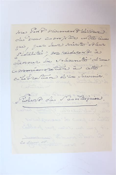 Lettre autographe datée et signée de Robert de Montesquiou invitant son