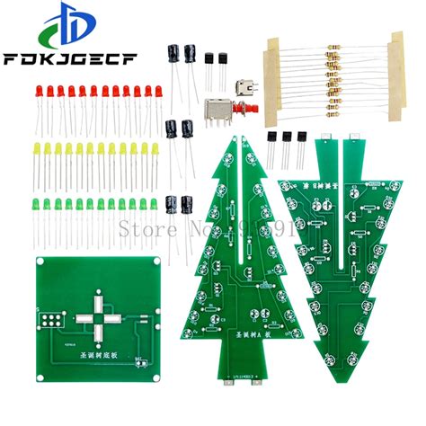 Tridimensional LED 3D Kit Rvore De Natal DIY Kit Vermelho Verde Amarelo