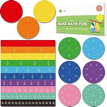 Opret Magnetic Fraction Tiles Circles Set Pcs Rainbow Math