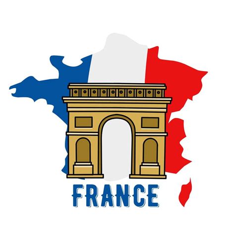 Illustration Vector Of Arc De Triomphe And France Flag Perfect For