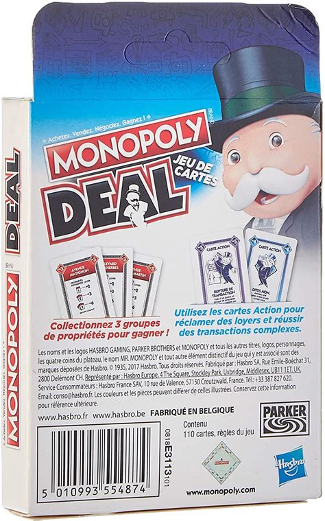 Monopoly Deal Jeu De Soci T De Voyage Jeu De Cartes Monsieur Jouet