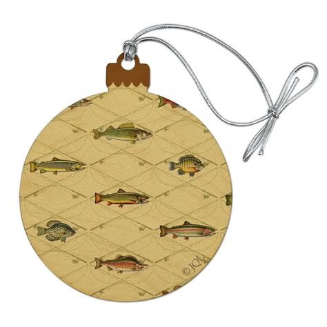 Fish And Crossed Fishing Rods Wood Christmas Tree Holiday Ornament