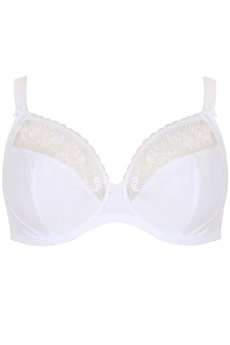 White Embroidered Non Padded Bra With Lace Detail Plus Size Yours Clothing