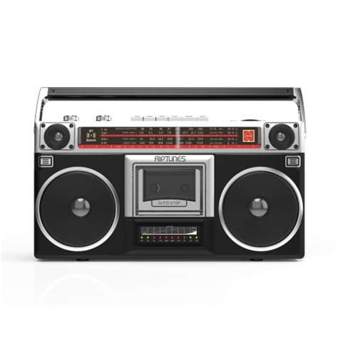 Riptunes Radio Cassette Stereo Boombox With Bluetooth Audio Black 1