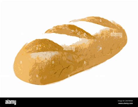 One Single Big Whole Loaf Of White Wheat Bread Illustration White