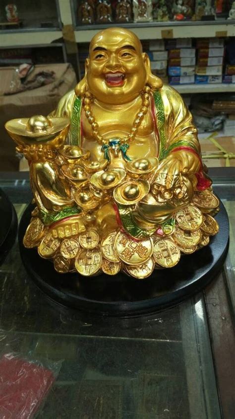 Polished Golden Fiber Laughing Buddha Statue For Home At Rs 750 Piece