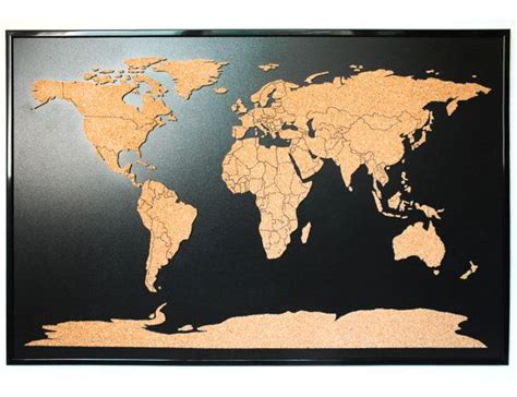 World Map Wall Art Push Pin Map Cork Board Wooden Travel