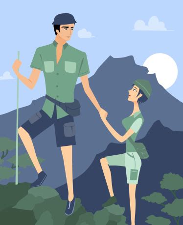 hiking ilustrasi stok  gambar  alam berdiri