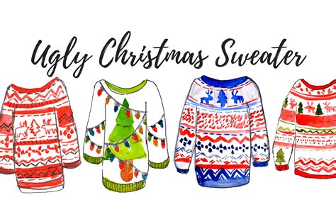 Ugly Christmas sweater clipart set | Illustrations ~ Creative Market