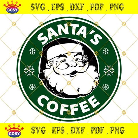 Santa S Coffee SVG Christmas Starbucks Logo SVG PNG DXF EPS Cut Files