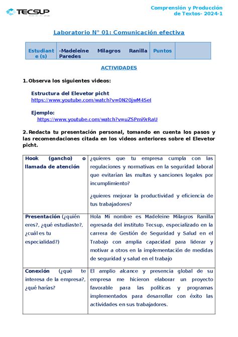 Comunicaci N Efectiva Comprensi N Y Producci N De Textos