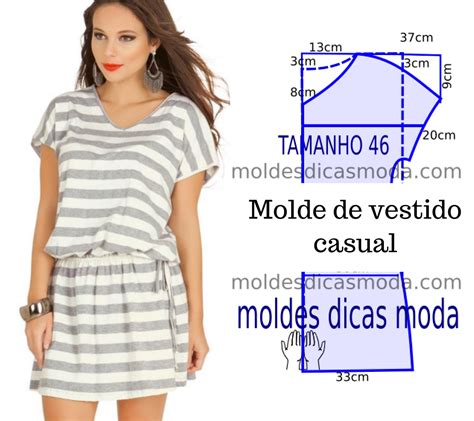 Vestido Riscas Casual Moldes Dicas Moda Costura Fashion Padrões De