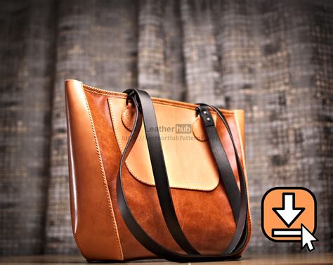 Leather Tote Bag Pattern Pdf Template And Video Tutorial For Hand Crafting