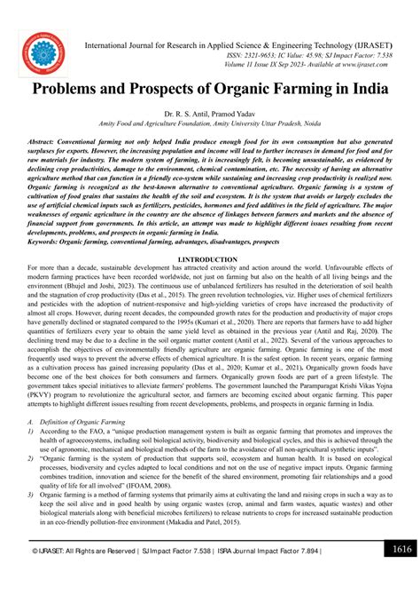 PDF Problems And Prospects Of Organic Farming In India