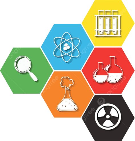 Science Symbols On Hexagon Background Subjects Art Educational Vector