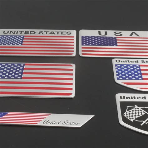 500pcs DHL Freeship USA America Flags Car Styling Stickers Aluminum