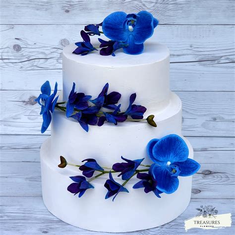 Blue Orchid Wedding Cake