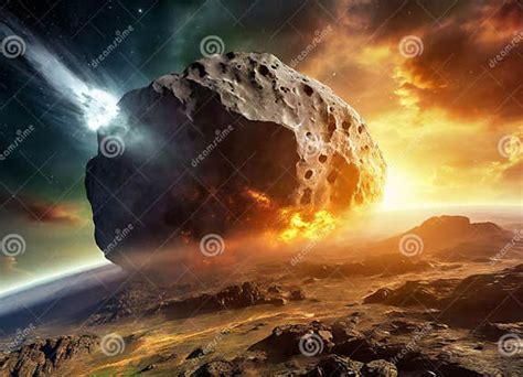 Big Asteroid Crashing On The Surface Of An Earth Like Planet Digital