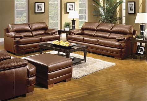 Saddle Bonded Leather Sofa and Loveseat Set