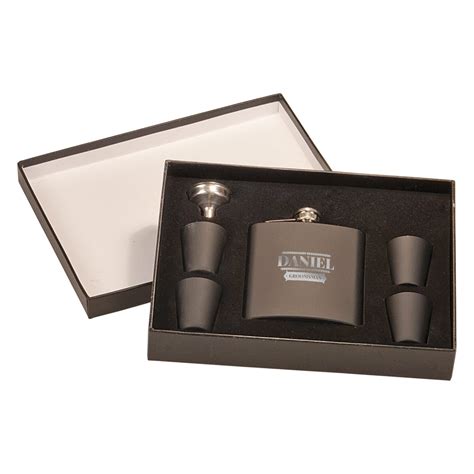 Groomsman Flask Set With Engraved Name And Title Bold Title Laser Ninja