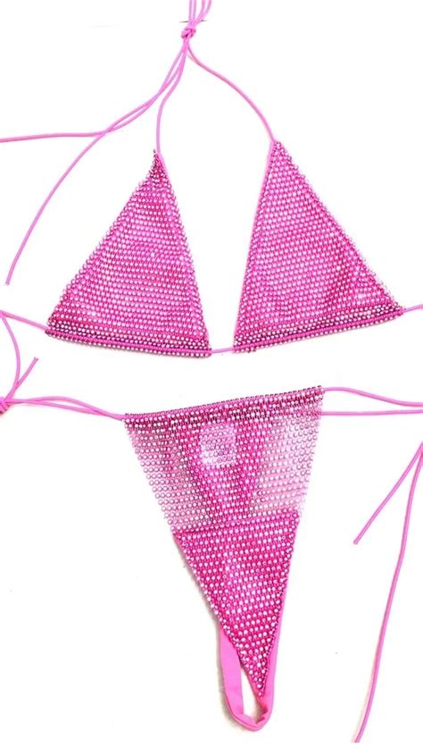 S New Rhinestone Mesh Bikini Fashion Crystal Swimwear Luxury Diamond