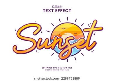 Decorative Editable Sunset Text Effect Vector Stock Vector Royalty