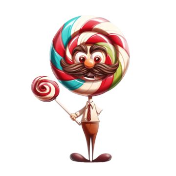 Swirl Lollipop Character As Barbershop Mascot Kawaii Color White Png