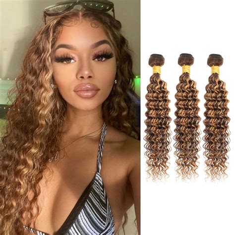 Amazon Auroo Honey Blonde Highlight Deep Wave Bundles Human Hair