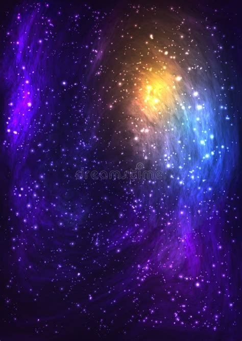 Spazio Profondo Illustrazione Di Vettore Della Nebulosa Cosmica Con L