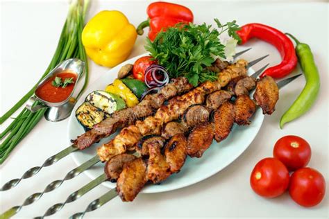 Assorted Kebabs from Different Types of Meat. Veal, Chicken, Lamb ...