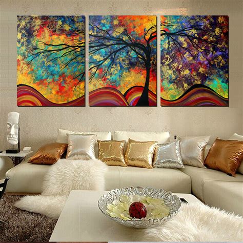 Large Wall Art Home Decor Abstract Tree Painting Colorful Landscape ...