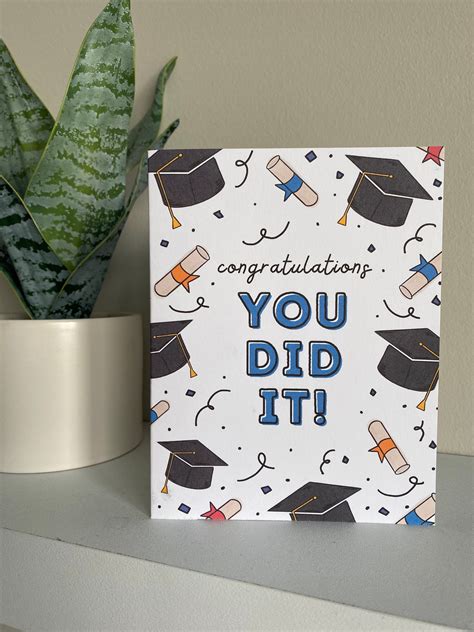 Graduation card congratulations you did it high school graduation card graduation cap greeting