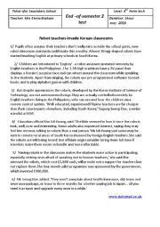 End Of Semester Test Th Form Esl Worksheet By Swing Swan