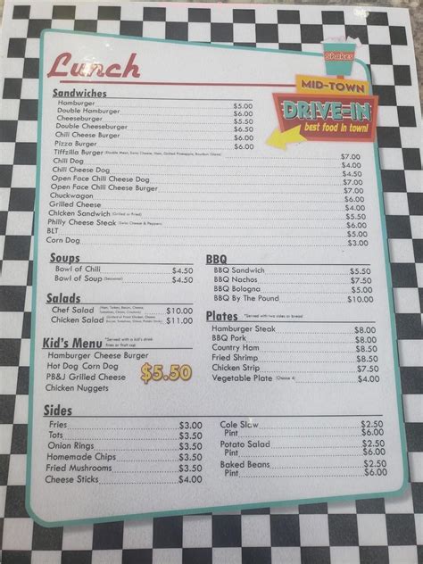 Online Menu Of Mid Town Drive In Restaurant Mayfield Kentucky 42066 Zmenu