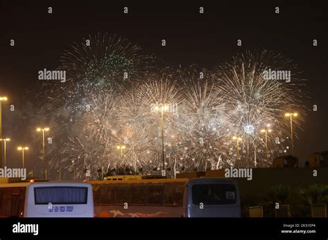 Riyadh Saudi Arabia 23rd Sep 2022 Fireworks Explode To Celebrate The Saudi Arabia S National