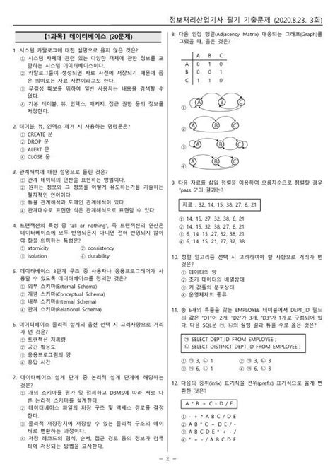 헬로시비티 정보처리산업기사 필기 2020년 3회 20200823 기출문제