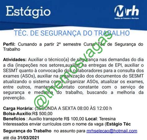 Est Gio Tec Seguran A Do Trabalho Teresina Pi Vaga S Themos