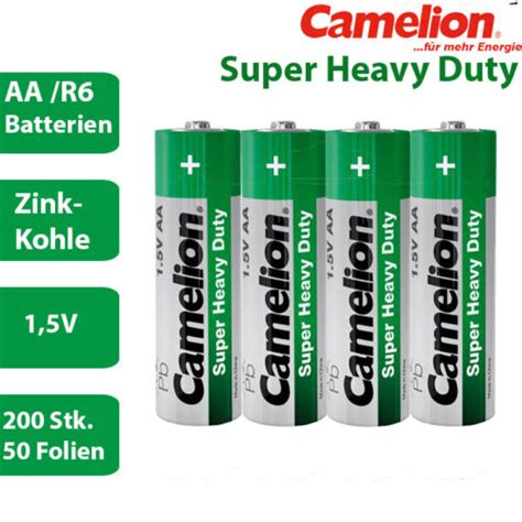 200 X Camelion R6 AA Mignon Batterie Super Heavy Duty 1 5V Folie